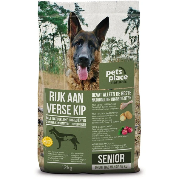 Pets Place Naturals Senior Large Breed Kip - Hondenvoer - 12 Kg 3 Pets Place Naturals Senior Large Breed Kip - Hondenvoer - 12 Kg
