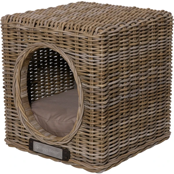 Happy-House Rieten Hocker Kubus - Hondenbank - 41x41x46 Cm Naturel One Size 3 Happy-House Rieten Hocker Kubus - Hondenbank - 41x41x46 Cm Naturel One Size