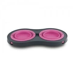 Popware Double Elevated Feeder - Roze